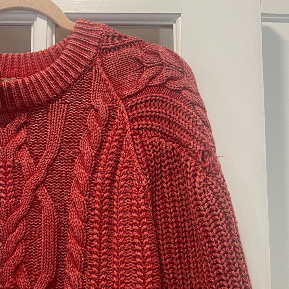 Free People Rich Red Cable Knit Sweater - Picture 6 of 9